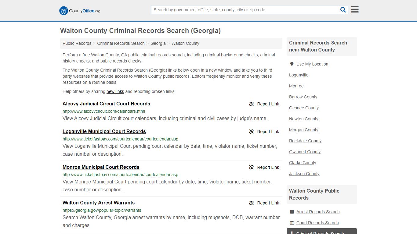 Criminal Records Search - Walton County, GA (Arrests, Jails & Most ...